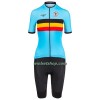 Fietskleding Dames (Fietsshirt + Korte Koersbroek) 2023 België Nationaal Team - Lichtblauw